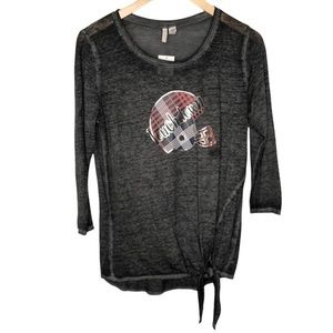 Est. 1946 Touchdown 3/4 Sleeve Tee Football Graphic Heather Black Size Small